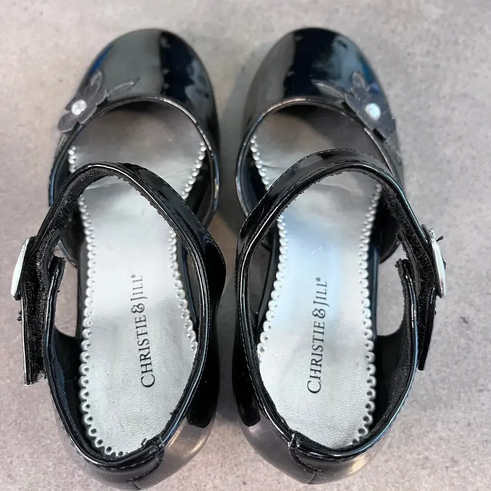 Christie Jill Black patent Mary jane dress shoes Girls size 13 formal